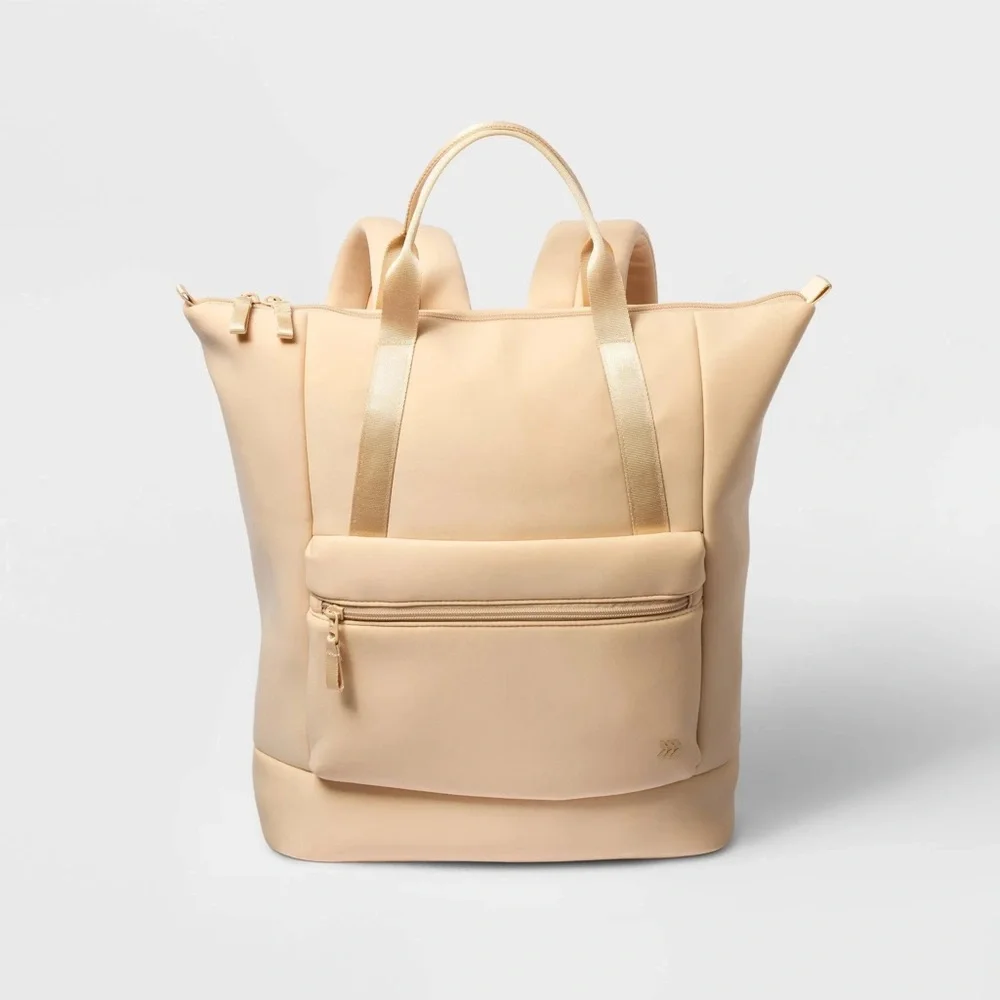 Faux Neoprene Tote Backpack - ™ Tan